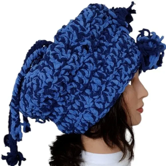 Slouchy, Beret Type Hat OOAK Handmade Crochet Free Hand Women's One Size - Picture 7 of 14